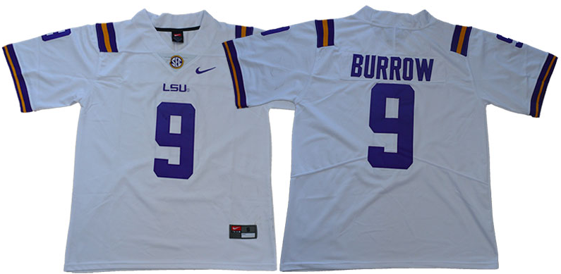 Men LSU Tigers #9 Burrow White NCAA Jersey->youth nfl jersey->Youth Jersey